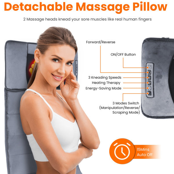 ZyraBeauty Full Body Electric Massage Mat – Heated Vibration Mat with Neck Pillow, 9 Modes, 3 Heat Levels, Timer