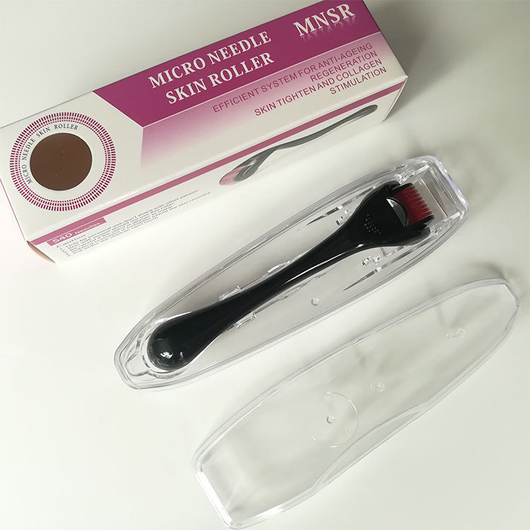 ZyraBeauty 540 Titanium Microneedle Beard Roller – Wrinkle Reducer & Hair Growth Tool for Men’s Skin Rejuvenation & Beard Care (Black)