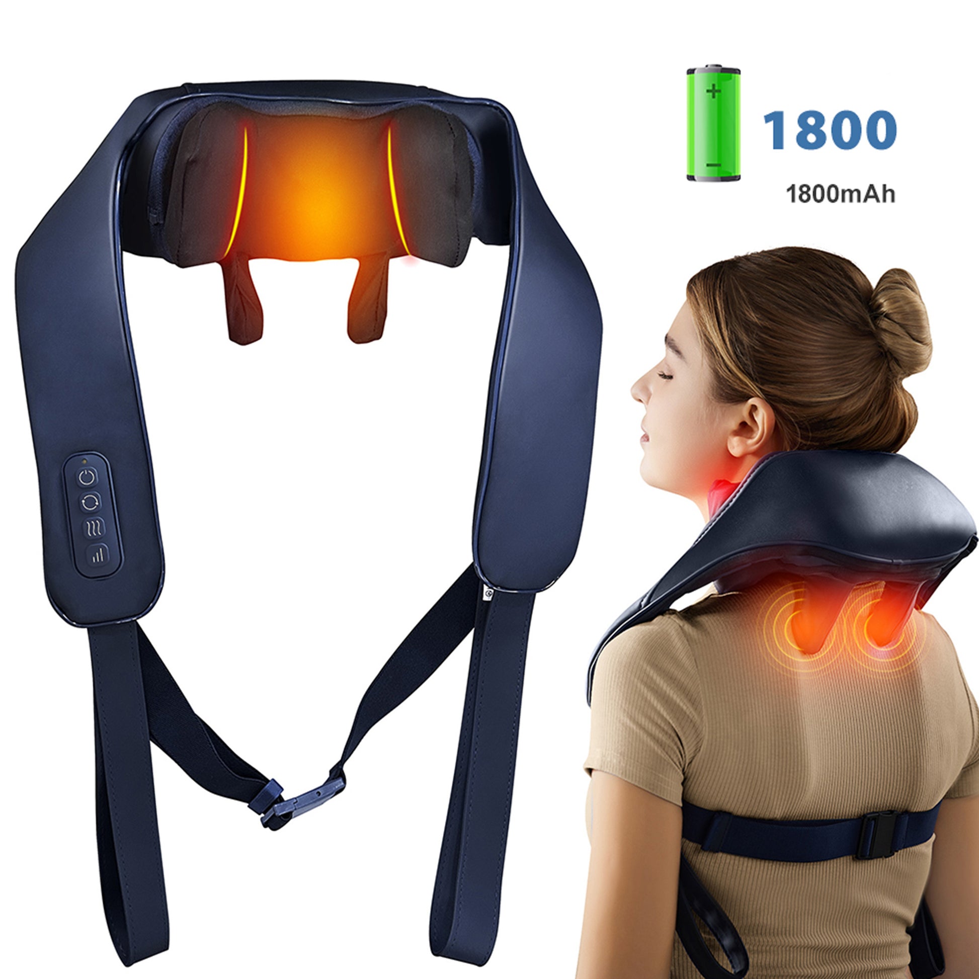 ZyraBeauty Cordless Neck & Back Massager – Deep Tissue Massage with Heat, 6 Heads, Adjustable Intensity