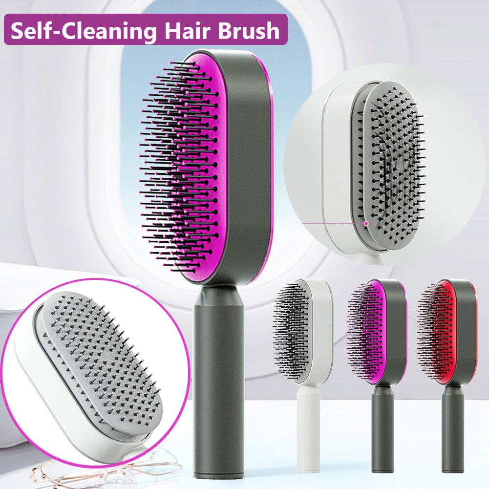 Zyravest Self-Cleaning Hair Brush – Anti-Static Scalp Massage Comb with One-Click Cleaning, Pain-Free Detangling Brush