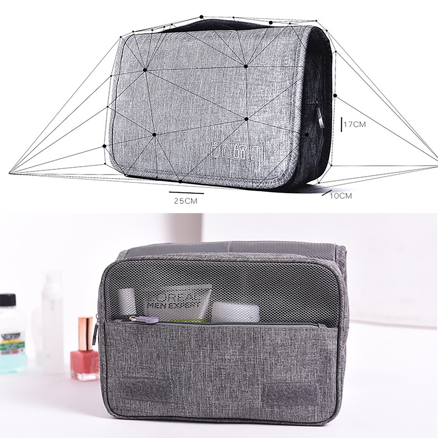 ZyraBeauty Large Capacity Korean Style Cosmetic Storage Box – PU Leather Travel Makeup Case with Multiple Compartments & Handle