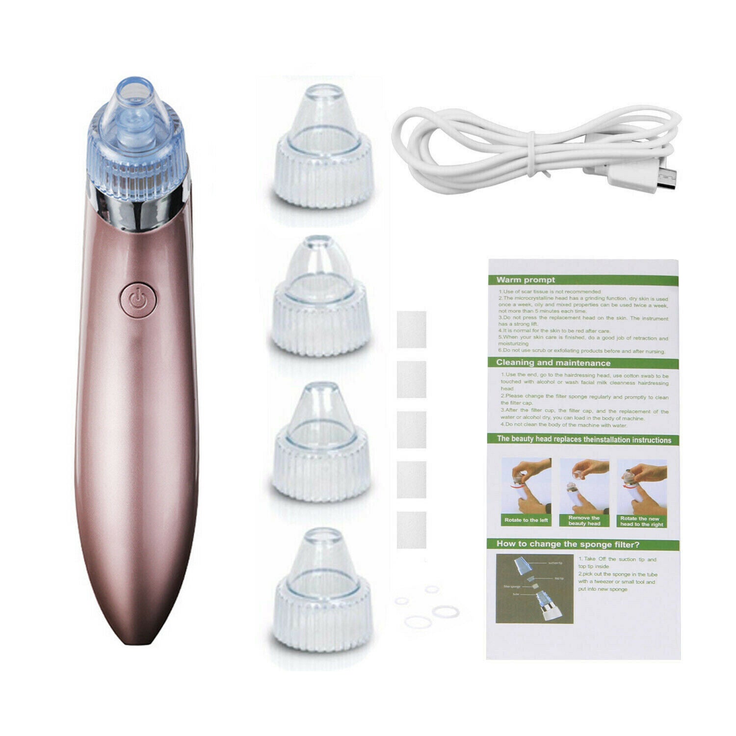 ZyraBeauty Electric Blackhead Remover & Pore Vacuum – Acne Extractor with 4 Heads, 2-Level Suction & Diamond Dermabrasion for Smooth, Clean Skin