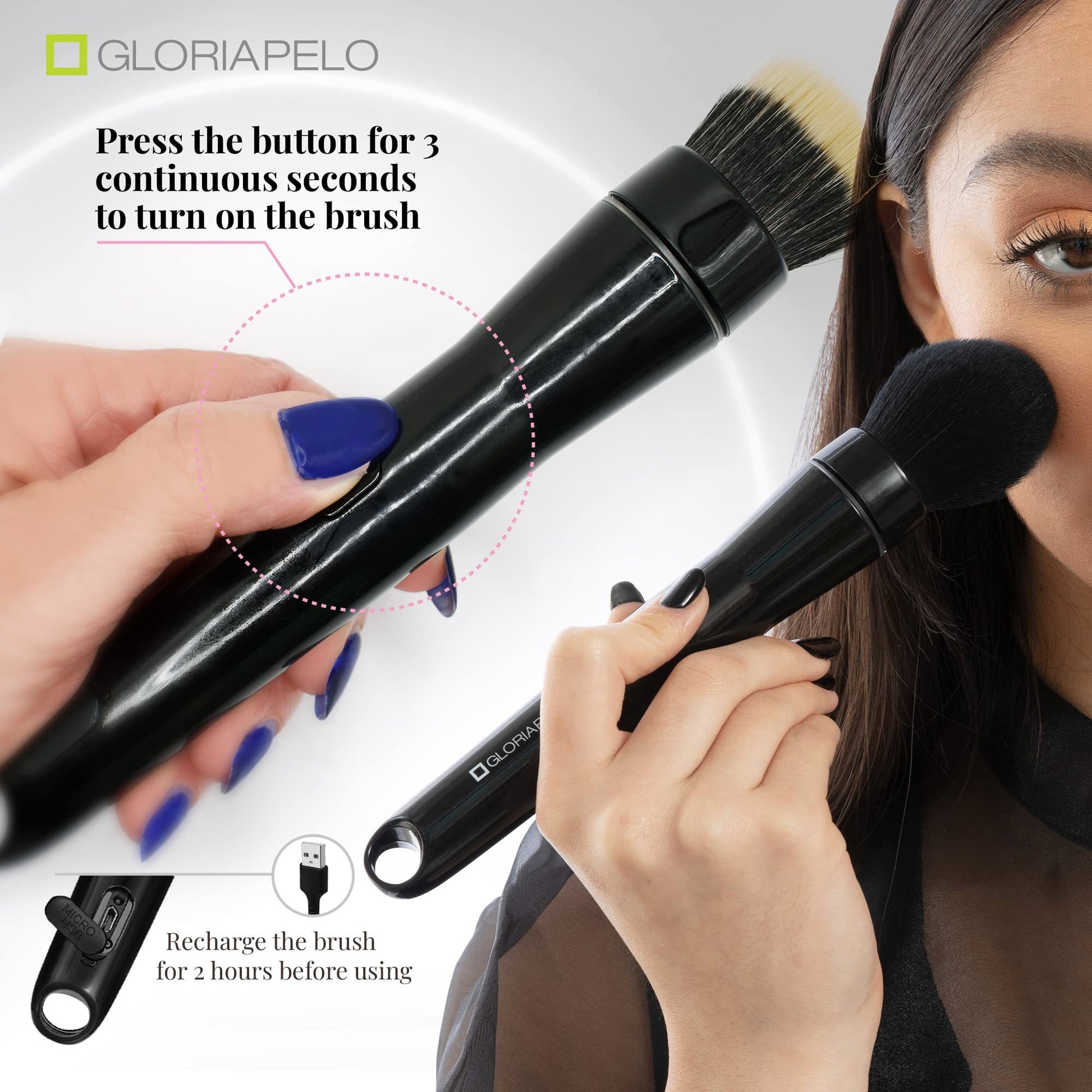 ZyraBeauty Portable Electric Makeup Brush – Rechargeable Travel Cosmetic Tool for Blush, Powder & Foundation with Adjustable Speed & Rotation