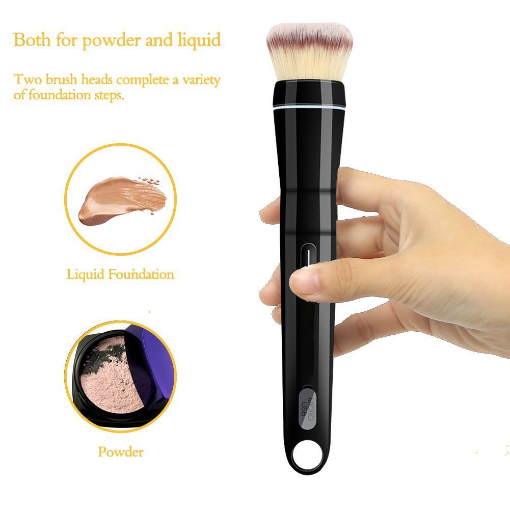 ZyraBeauty Portable Electric Makeup Brush – Rechargeable Travel Cosmetic Tool for Blush, Powder & Foundation with Adjustable Speed & Rotation