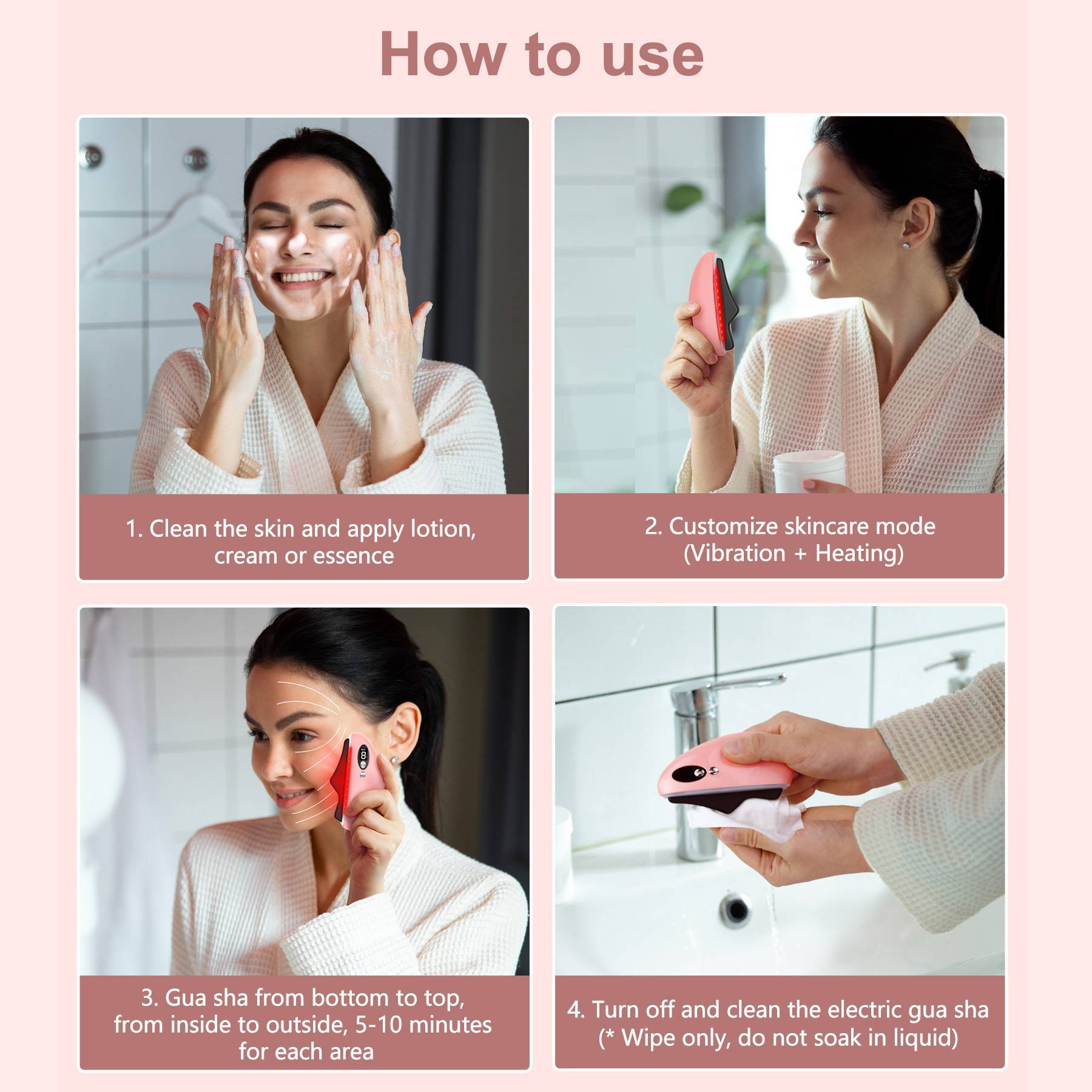 ZyraBeauty Electric Gua Sha Facial Tool with Heat & Vibration – Natural Obsidian, Anti-Aging Skin Lifting Massager (USA Only)