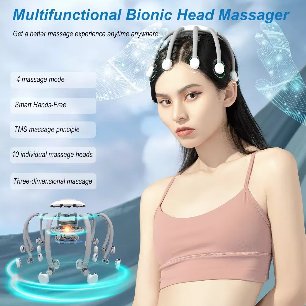 ZyraBeauty Portable Octopus Electric Head Massager – 10 Detachable Claws & 4 Vibration Modes for Scalp Fatigue Relief