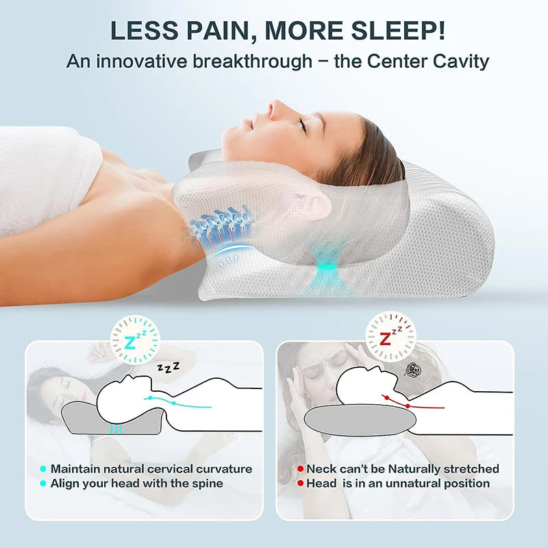 ZyraBeauty 2-in-1 Memory Foam Cervical Pillow – Ergonomic Contour Neck Pillow with Washable Cover