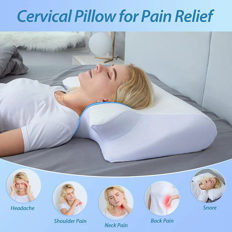 ZyraBeauty 2-in-1 Memory Foam Cervical Pillow – Ergonomic Contour Neck Pillow with Washable Cover